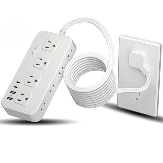 Multicontacto SSOUILI Multifunional Blanco con Protector de Sobretensión para Oficina en Casa