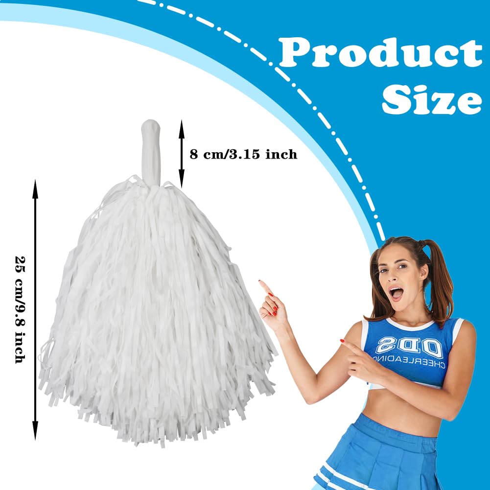 Lovecheer - 24 pompones de animadora azul y blanco con asa para deportes, danza espiritual y actuación de fiesta