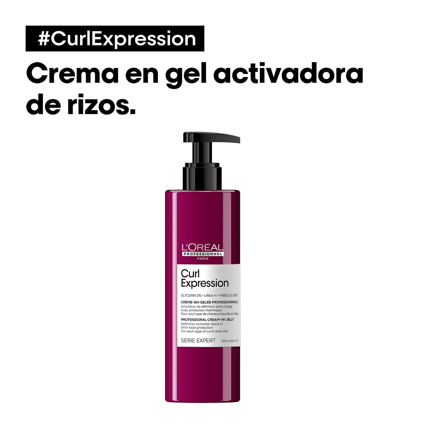 L'Oréal Professionnel Curl Expression Crema en gel | Crema en gel definidora de rizos y ondas | Aporta hidratación, protección contra el calor y un efecto anti-frizz | Libre de parabenos y siliconas | Con tecnología de Glicerina, Urea H y Semilla de Hibis