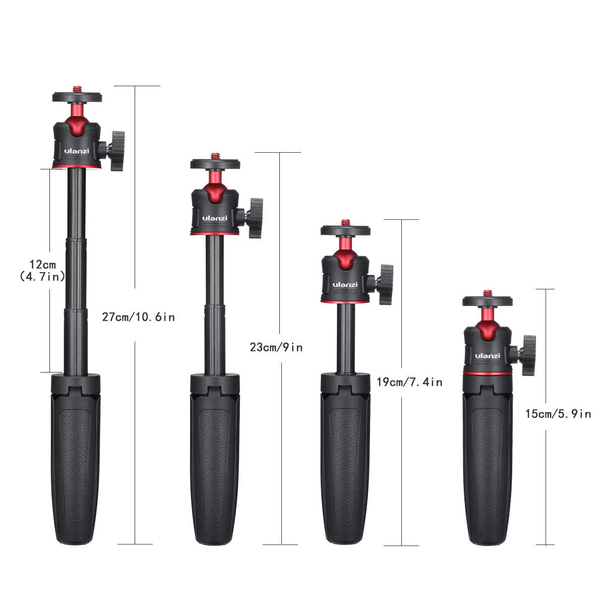 ULANZI MT-08 Extension Vlog Tripod Stand Handle Grip para iPhone 11 Pro MAX Samsung OnePlus Google Smartphone Canon G7X Mark III Sony RX100 VII A6400 A6600 Cámaras compactas Vlogging