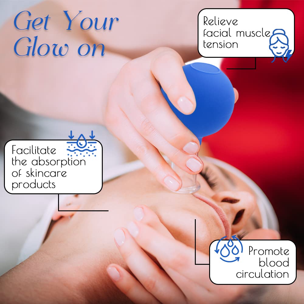 Juego de Vasos Faciales de Cristal Transparente con Succión al Vacío para Terapia de Masaje Antiarrugas y Anticelulítica