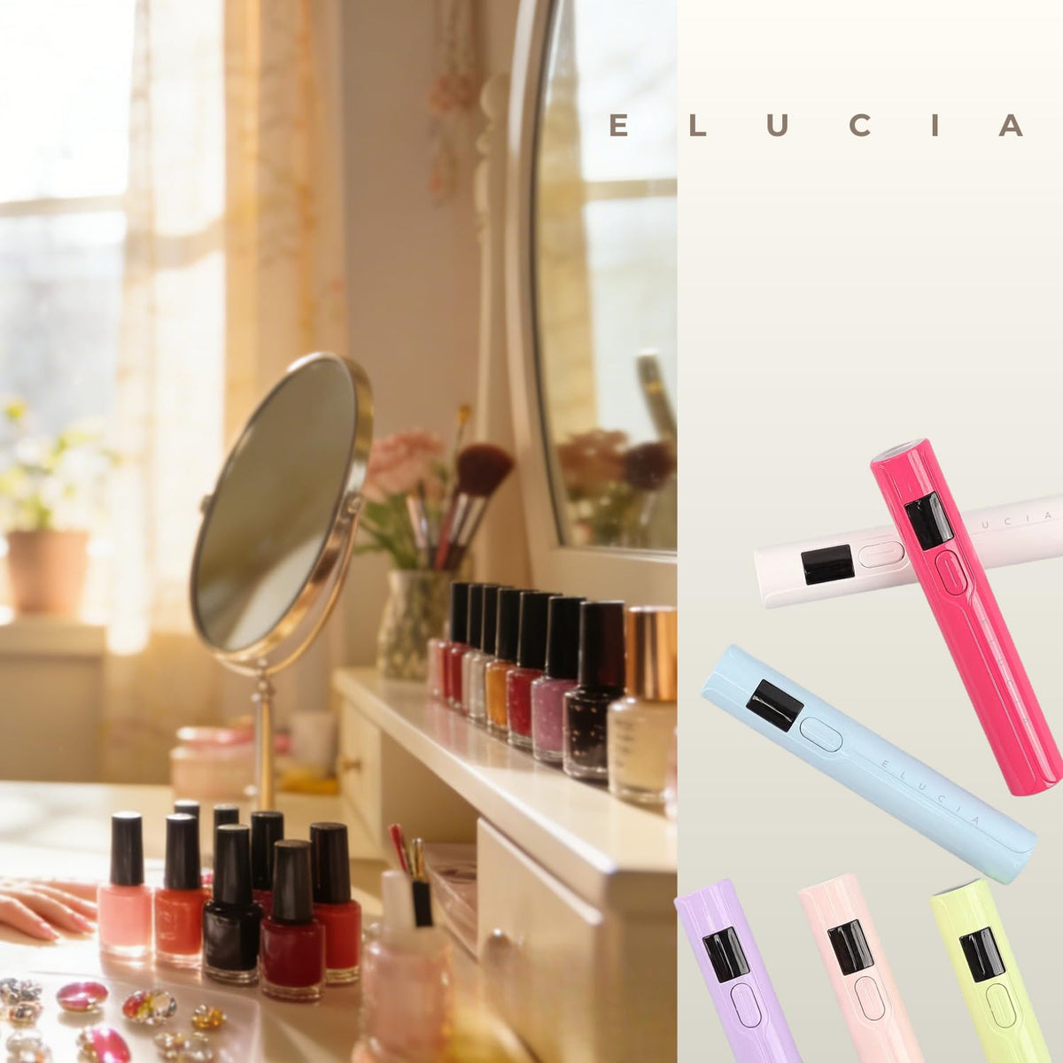 Lámpara UV Portátil ELUCIA Blanca Recargable para Uñas de Gel