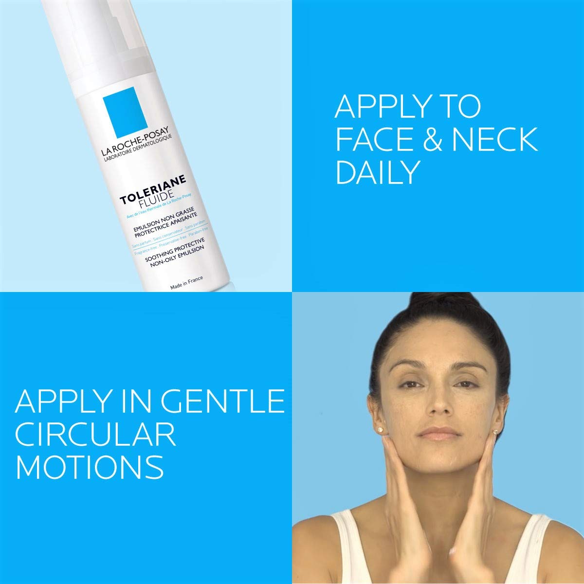 La Roche-Posay Toleriane Sensitive Fluide Protective Moisturizer, Oil-Free, 1.35 Fl. Oz.