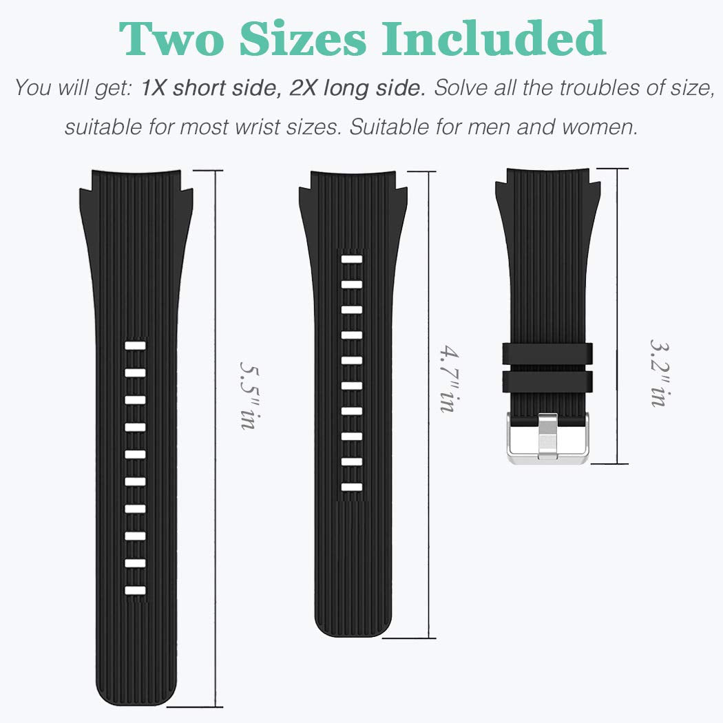 HSWAI Compatible con Samsung Galaxy Watch 46mm bandas/Gear S3 Frontier, Classic Watch Bands/Galaxy Watch 3 bandas 45mm, 22mm bandas de silicona suave pulsera correa deportiva para hombres y mujeres
