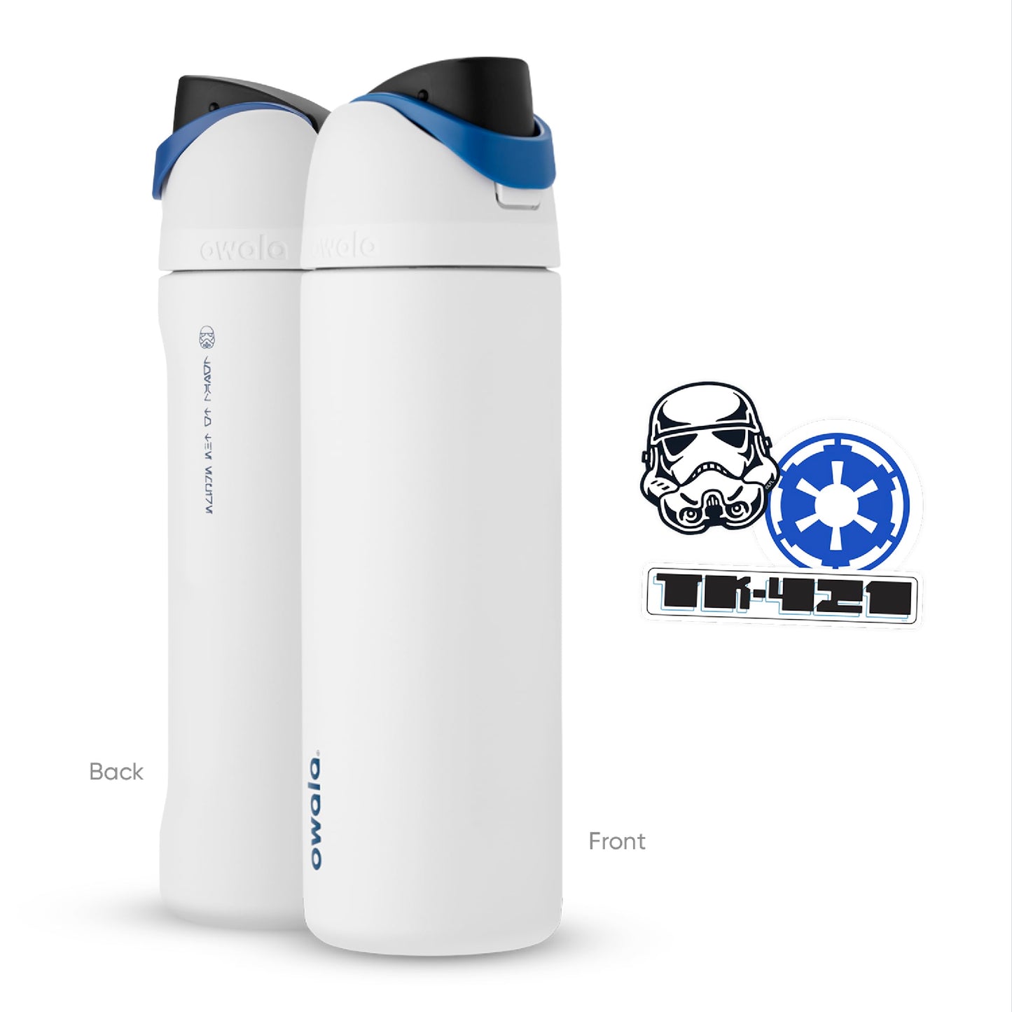 Owala Star Wars FreeSip - Botella de agua aislada de acero inoxidable con popote, botella de agua deportiva sin BPA, ideal para viajes, 24 onzas, Stormtrooper