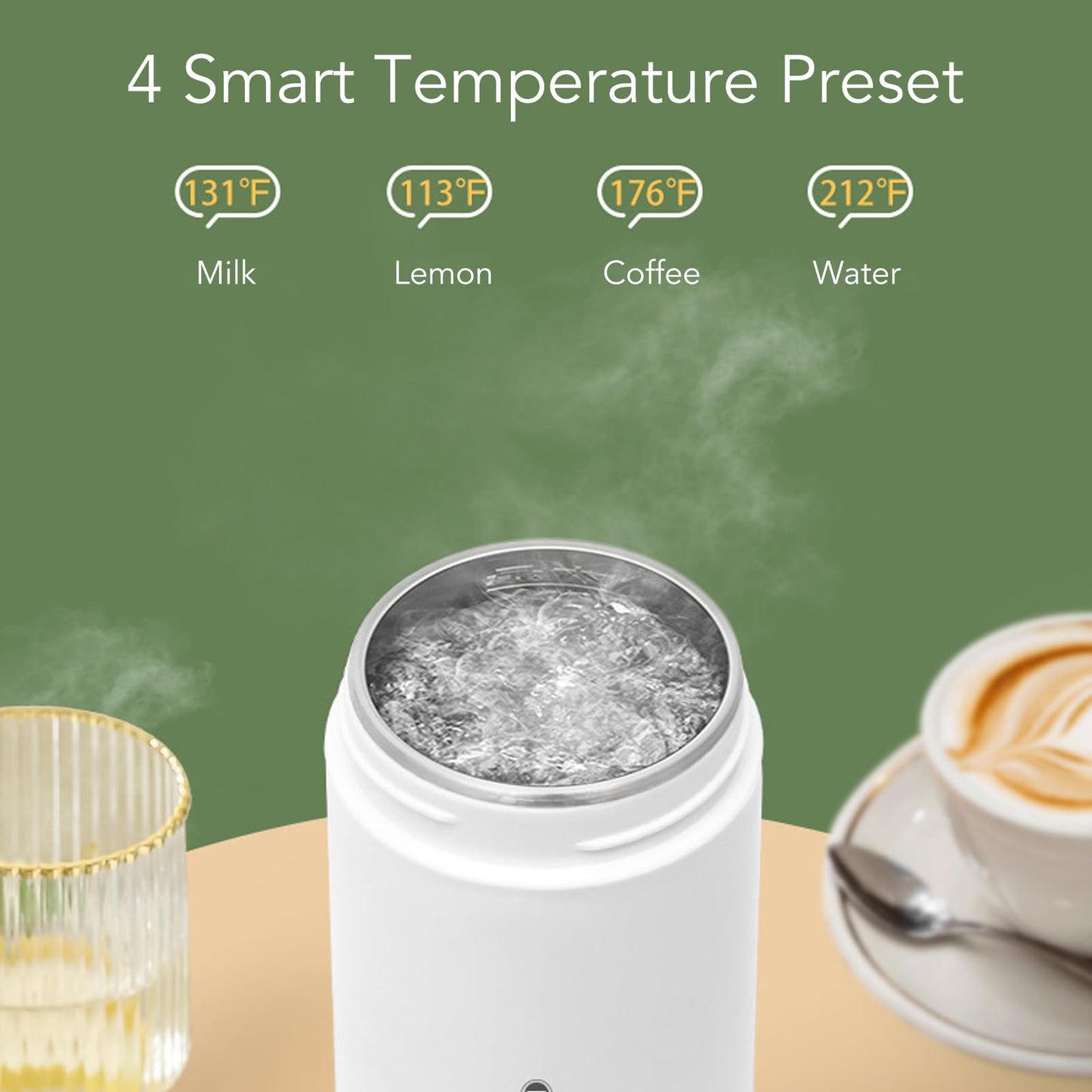 Haofy Hervidor de Agua Electrico Portatil, Pequeño Calentador Agua, Tea Maker Travel Kettle con 4 Preajustes Variables Caldera de Agua Caliente Personal de 500 Ml Enchufe de EE. UU. 120 V(Sellado)