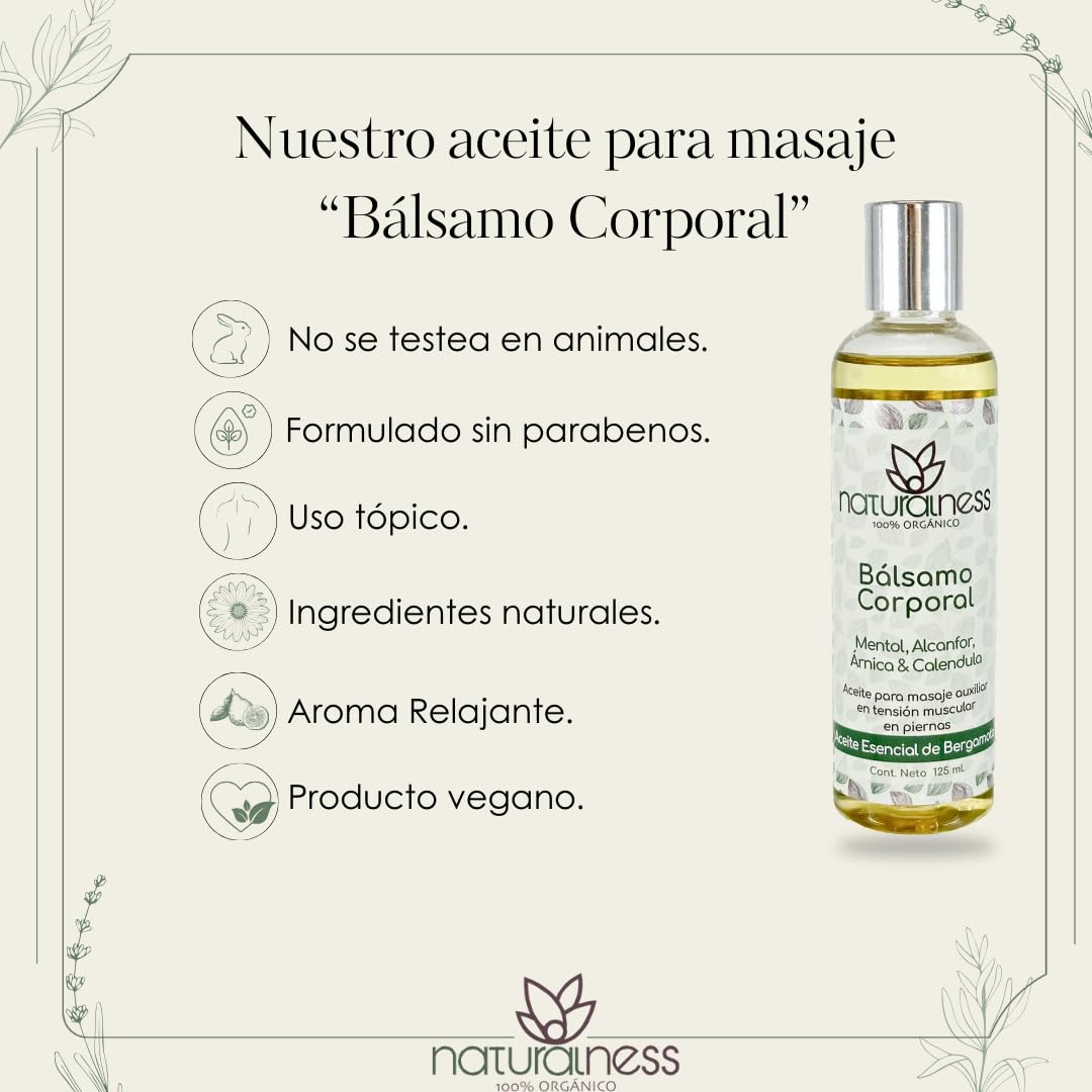Aceite para Masaje Naturalness Bergamota Refrescante con Mentol y Alcanfor