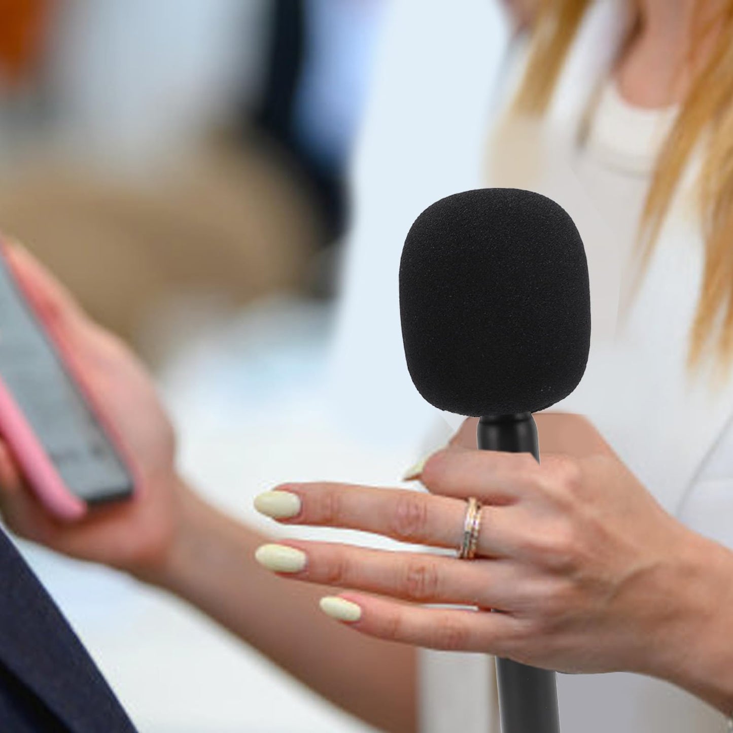Adaptador de Micrófono Inalámbrico Dpofirs Negro Ligero para Entrevista