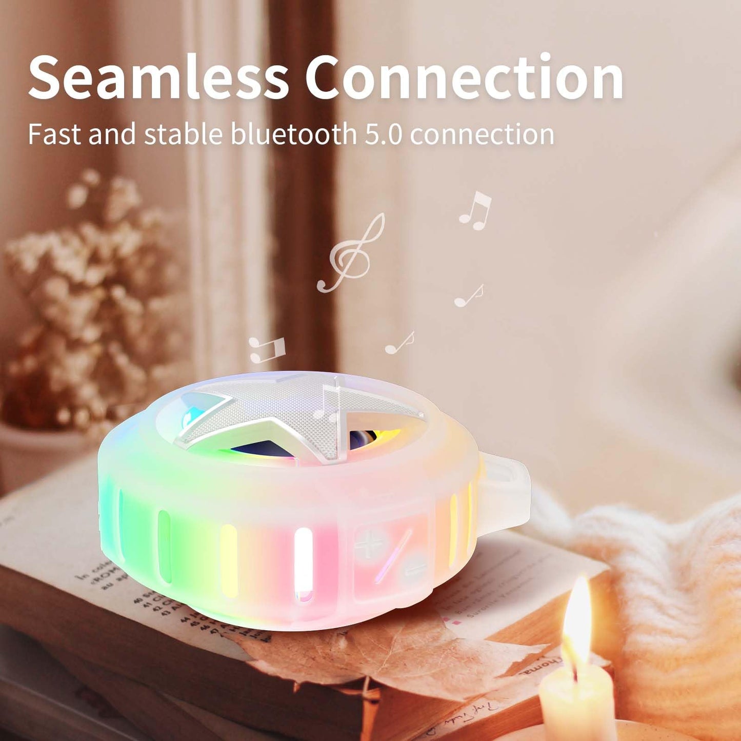 EBODA - Altavoz de ducha Bluetooth IP67 impermeable portátil, flotante, tarjeta TF, pequeño altavoz al aire última intervensión con luz LED para bicicleta, playa, tabla de remo, kayak, regalos para