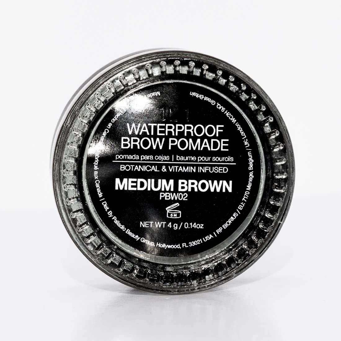 Palladio Pomada para Cejas Resistente al Agua, 24 Horas de Duración, Fórmula Resistente al Agua, a Prueba de Borrones y Sudor, Definido y Impecable, Medium Brown