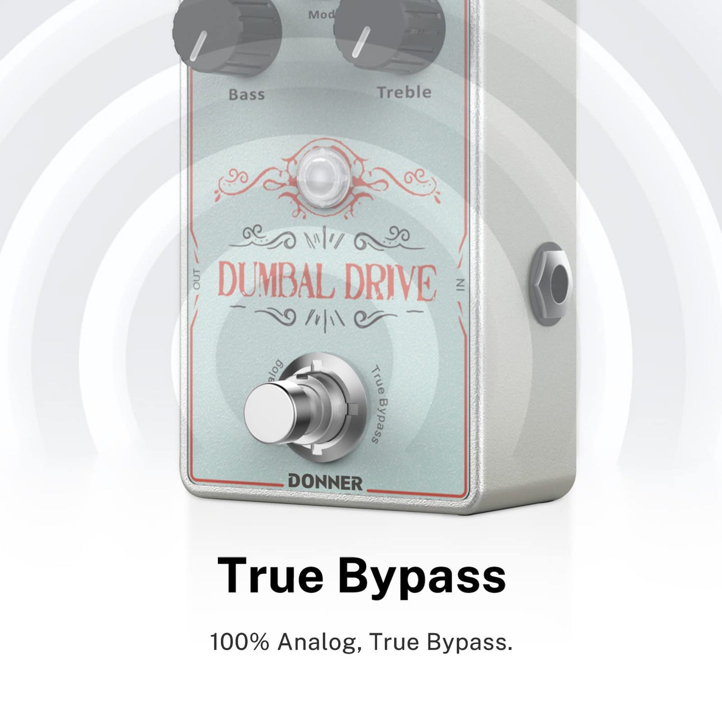 Donner Dumbal Drive Overdrive Pedal para guitarra eléctrica, estilo tonto con efecto de impulso de ecualizador de 2 bandas, puro bypass analógico