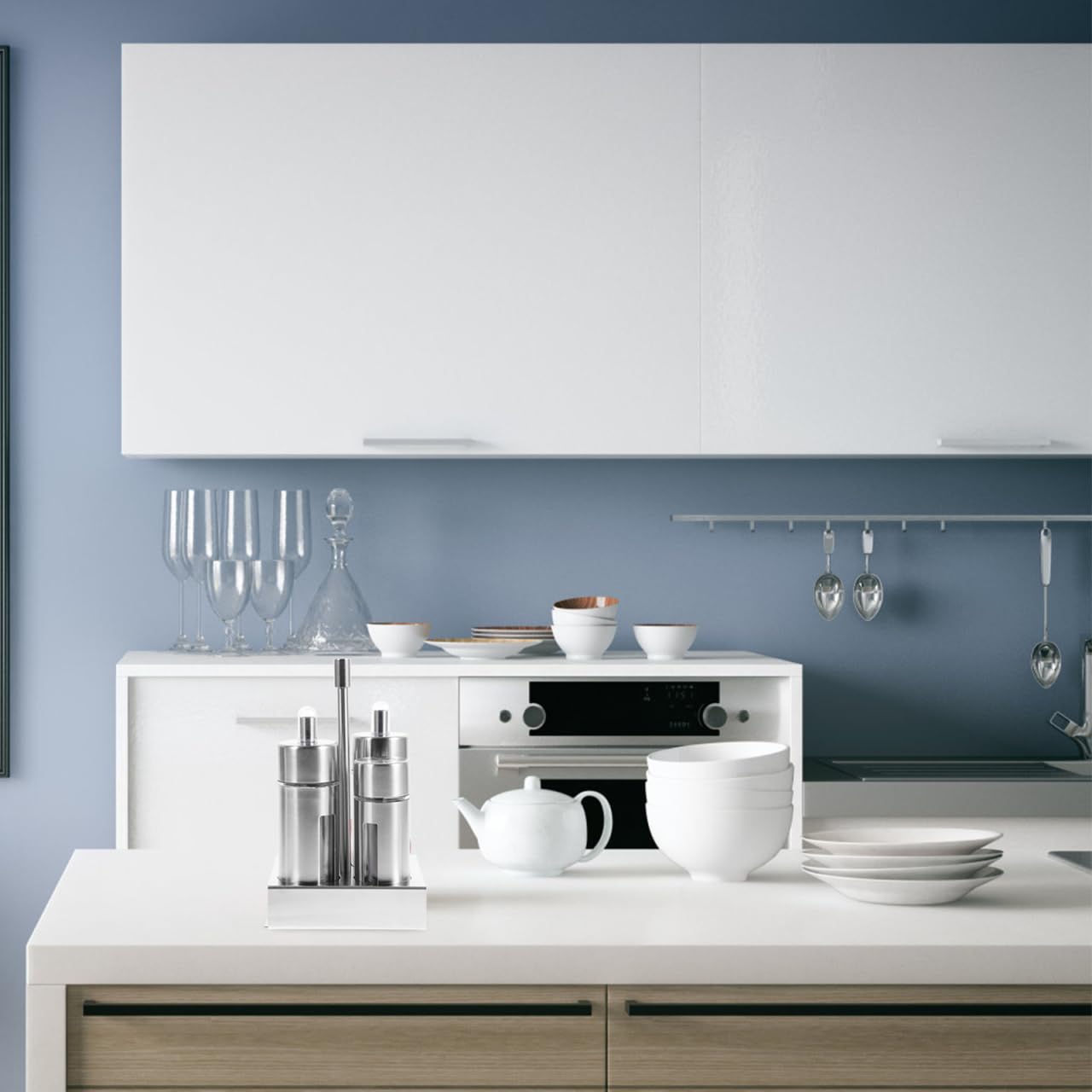Botellas De Condimentos De Acero Inoxidable Con Soporte Base Contenedores Para Sal Pimienta Vinagre Y Salsas Diseño Transparente Y Removible Para Cocina Y Almacenamiento De Especias