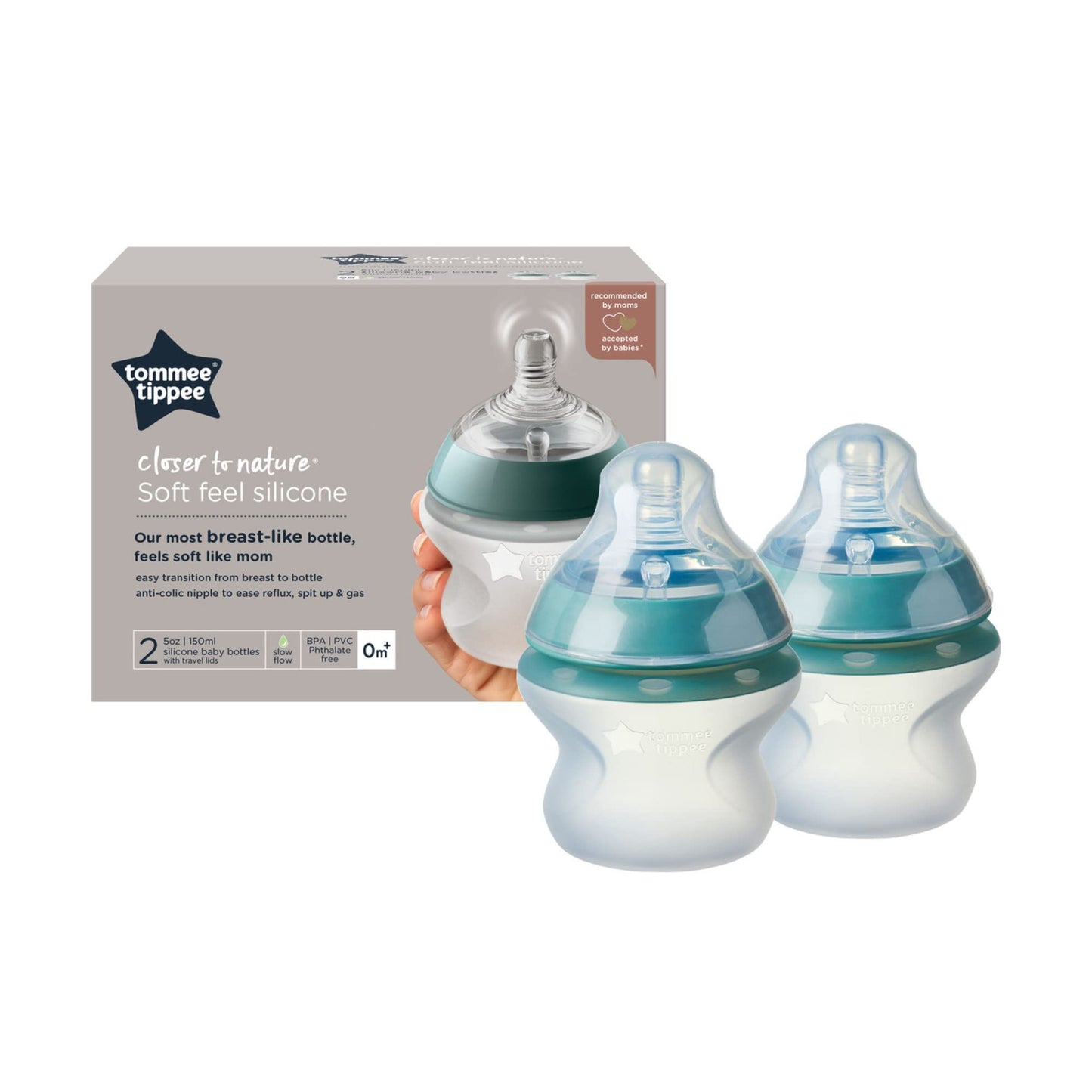 Biberones Tommee Tippee Azul Claro Anticólico de Silicona para Bebés 0+ Meses