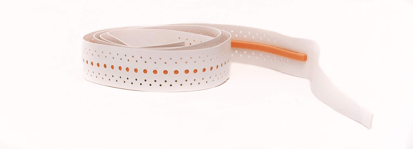 Grip y Overgrip ShockOut Dual Pro blanco naranja con Sistema Combinado de Absorción de Impactos para Deportes de Raqueta