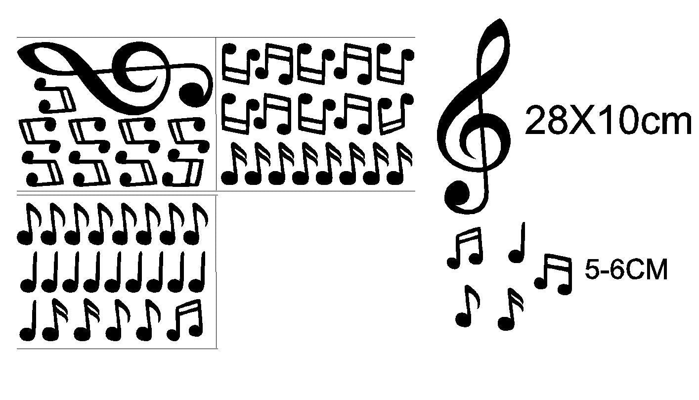 Calcomanía con patrón de notas musicales para el recámara de los niños, amantes de la música, decoración de pared para bebé niña extraíble AD04 (dorado)