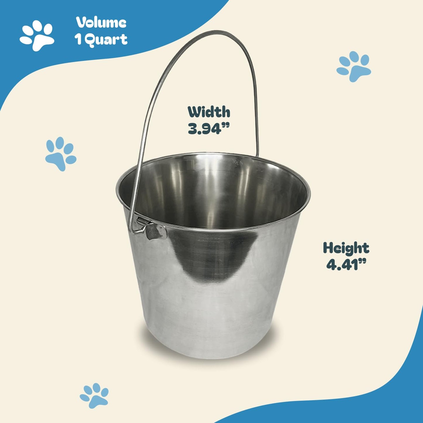 Advance Pet Products Cubo Redondo de Acero Inoxidable Pesado, 1 Cuarto de galón