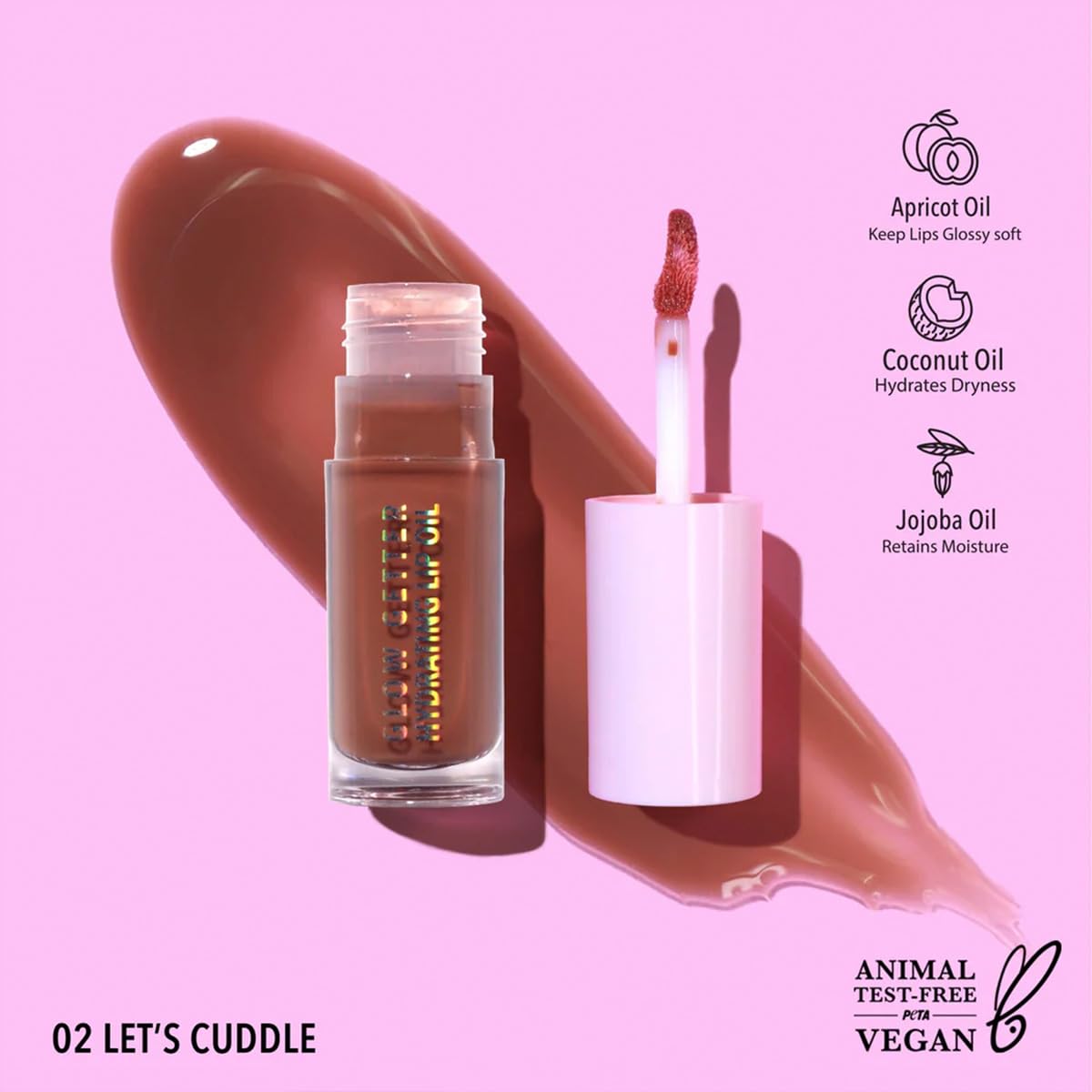 Moira Glow Getter Hydrating Lip Oil Aceite Labial Hidratante Varios Tonos (LET'S CUDDLE)