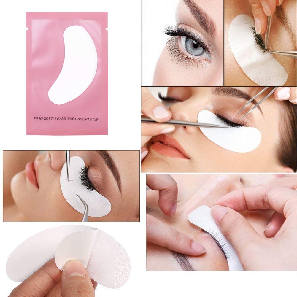 3x100 Packs- Lint Free Lash Extension Eye Gel Patches& Glue Rings Holder Eyelash Extension Rings& Eyelash Mascara Brushes Wands