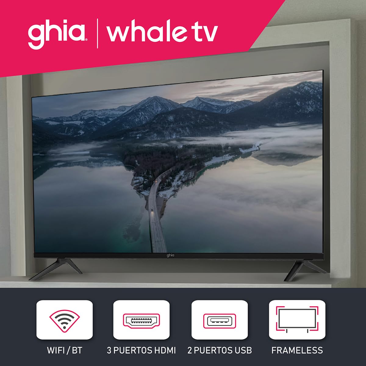GHIA Pantalla Smart TV 40" Whale TV, Full HD, 3 HDMI, 2 USB, WiFi