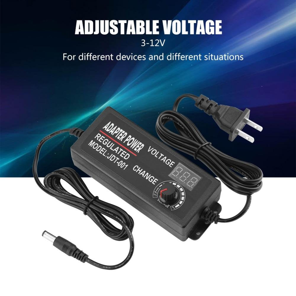 Adaptador de Corriente AC/DC Anti-interferencia con Pantalla LED Ajustable 9-24V / 3-12V / 4-24V