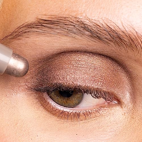 Palladio Barra de sombra de ojos impermeable con esponja mezcladora, aplicación duradera y sin esfuerzo, Taupe Shimmer
