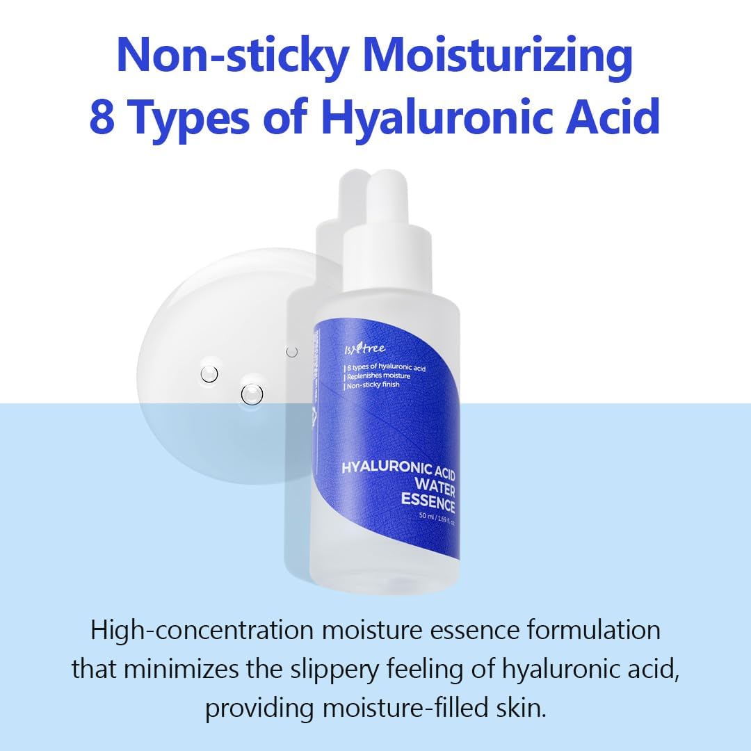ISNTREE Hyaluronic Acid Water Essence 50 ml, Serum Facial de Ácido Hialurónico para hidratar profundamente la piel