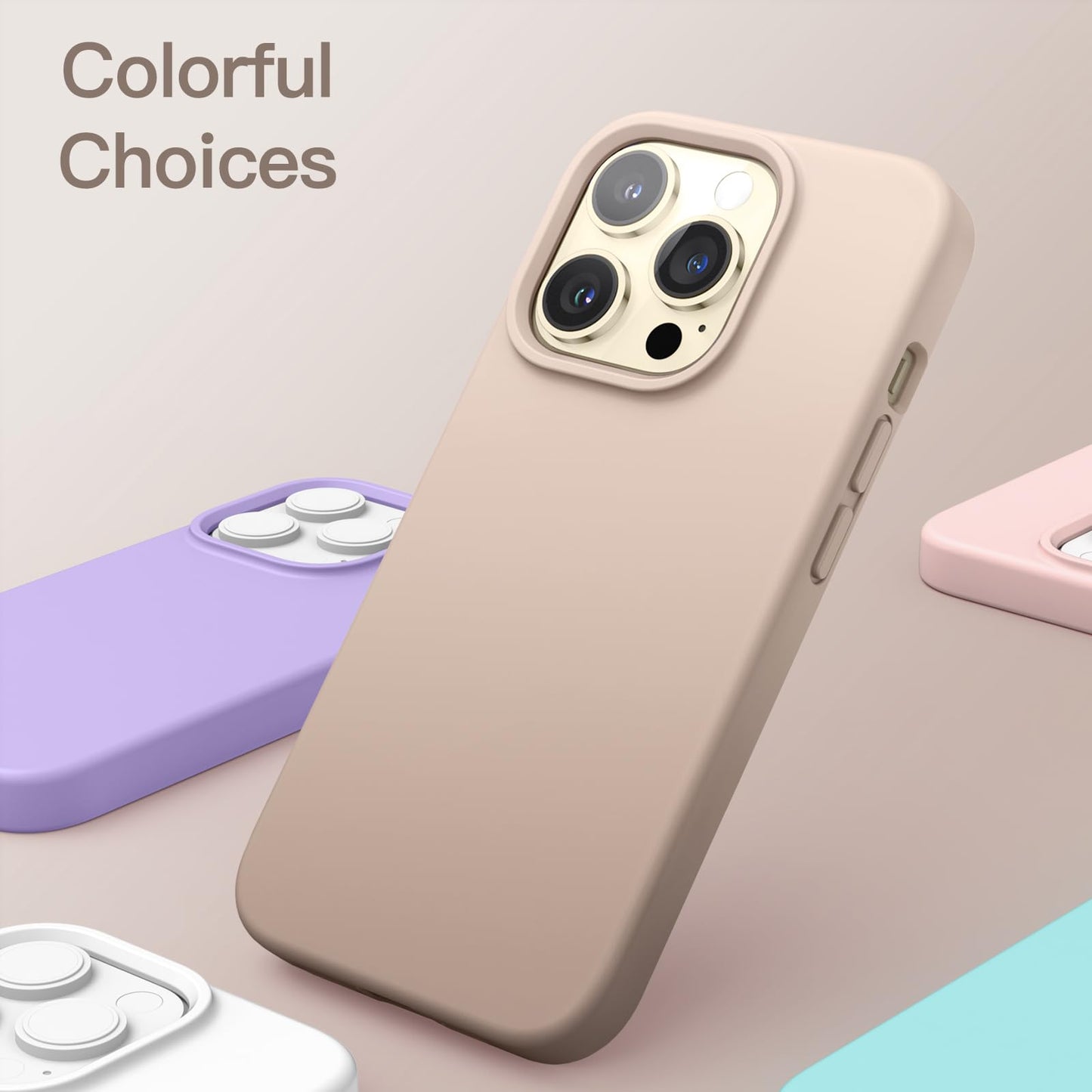 JETech Funda Silicona para iPhone 13 Pro 6,1 Pulgadas, Protectora de Cuerpo Completo con Tacto Suave y Sedoso, Antigolpes Carcasa con Forro de Microfibra (Oro)