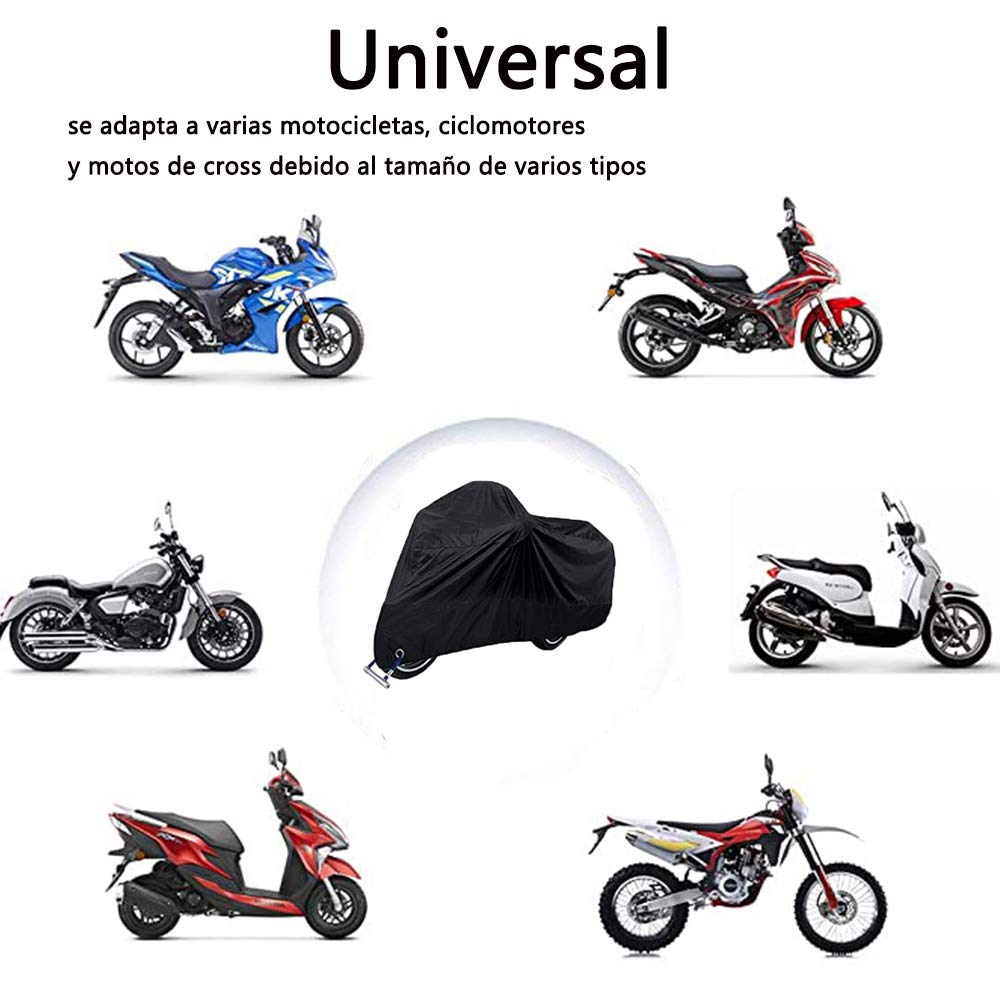 Carphone Warehouse - Cubierta de Motocicleta Scooter a Prueba de Agua - Protección Exterior contra Polvo Solar con Orificio de Bloqueo All Season Black XL