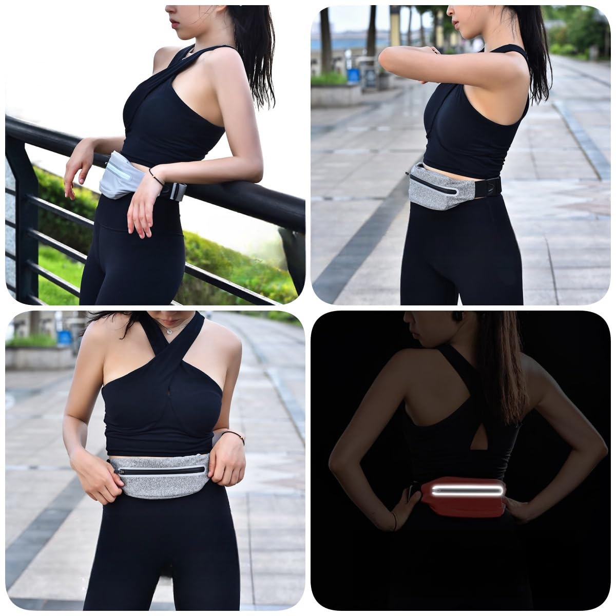 THJOPOKEEL Riñonera/Cangurera para Corredores con sistema antirrobo y orificio para auriculares - Tejido elástico de lycra impermeable - El regalo ideal para amantes del running (Rosa)