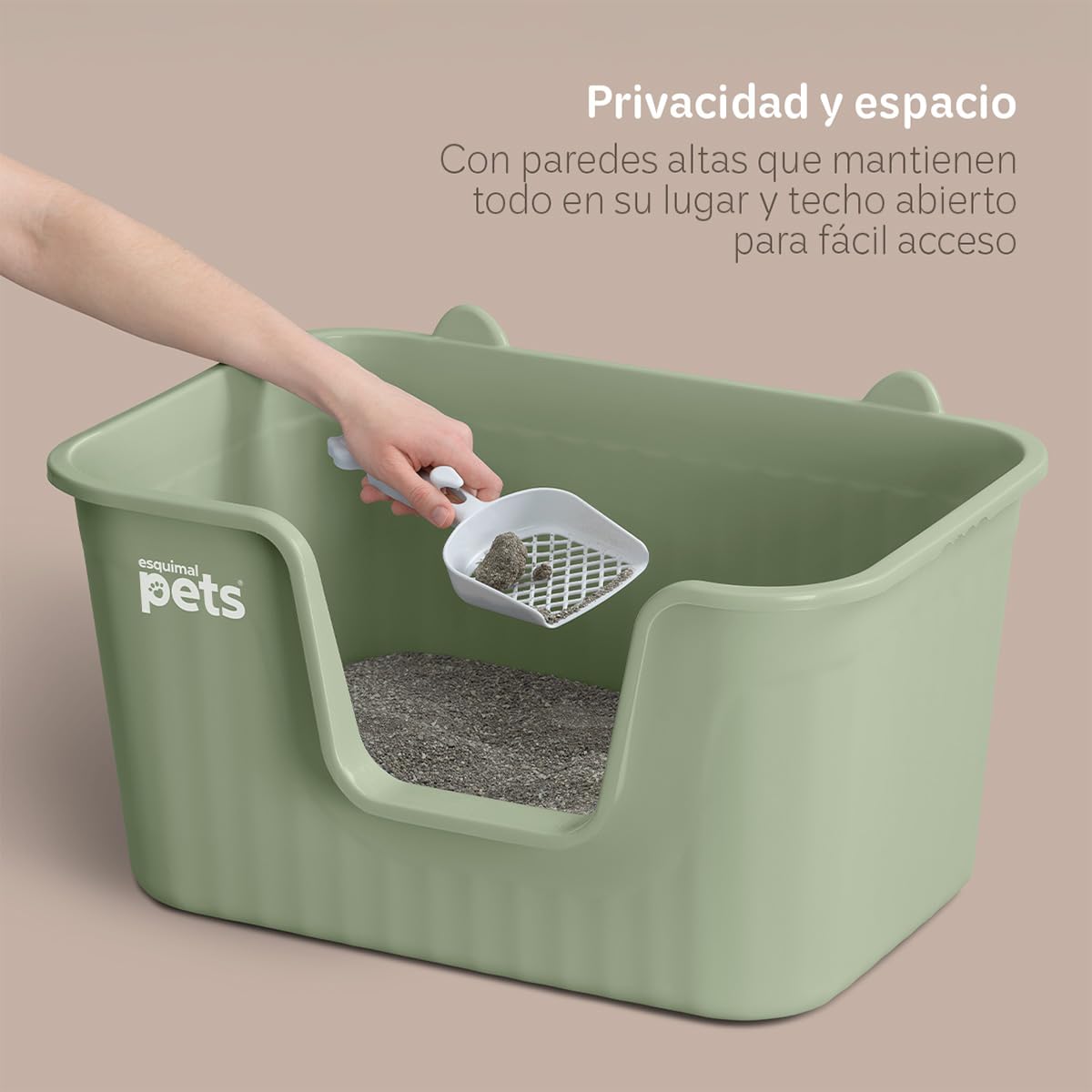 Arenero ESQUIMAL Verde con Paredes Altas y Pala para Gato