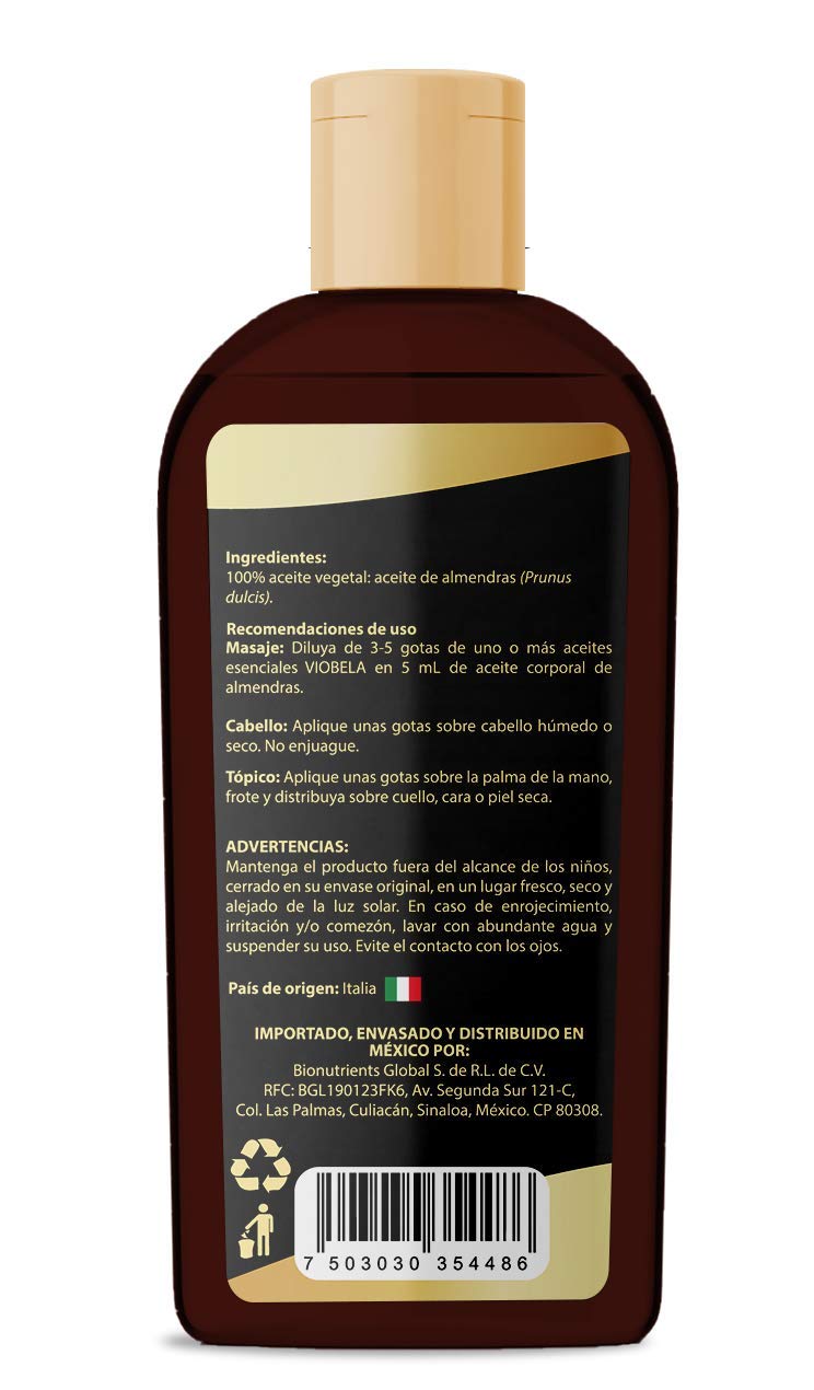 Aceite de Almendras Dulces VIOBELA Italiano 100% Puro 250 ml