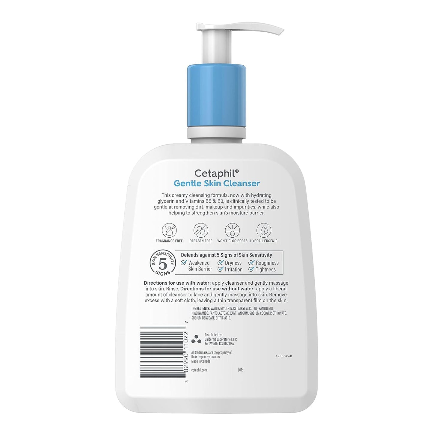 CETAPHIL, limpiador de piel suave hidratante para piel sensible seca a normal, paquete de 2 unidades, sin fragancia, sin jabón y sin espuma