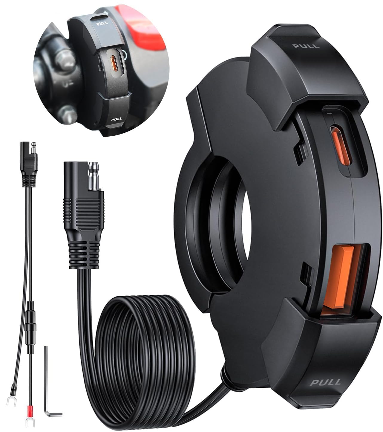 CYMUM - Cargador USB de teléfono para Motocicleta, USB Tipo c 30W PD Carga rápida 3.0 Cargador USB para Motocicleta Instalar en el Manillar