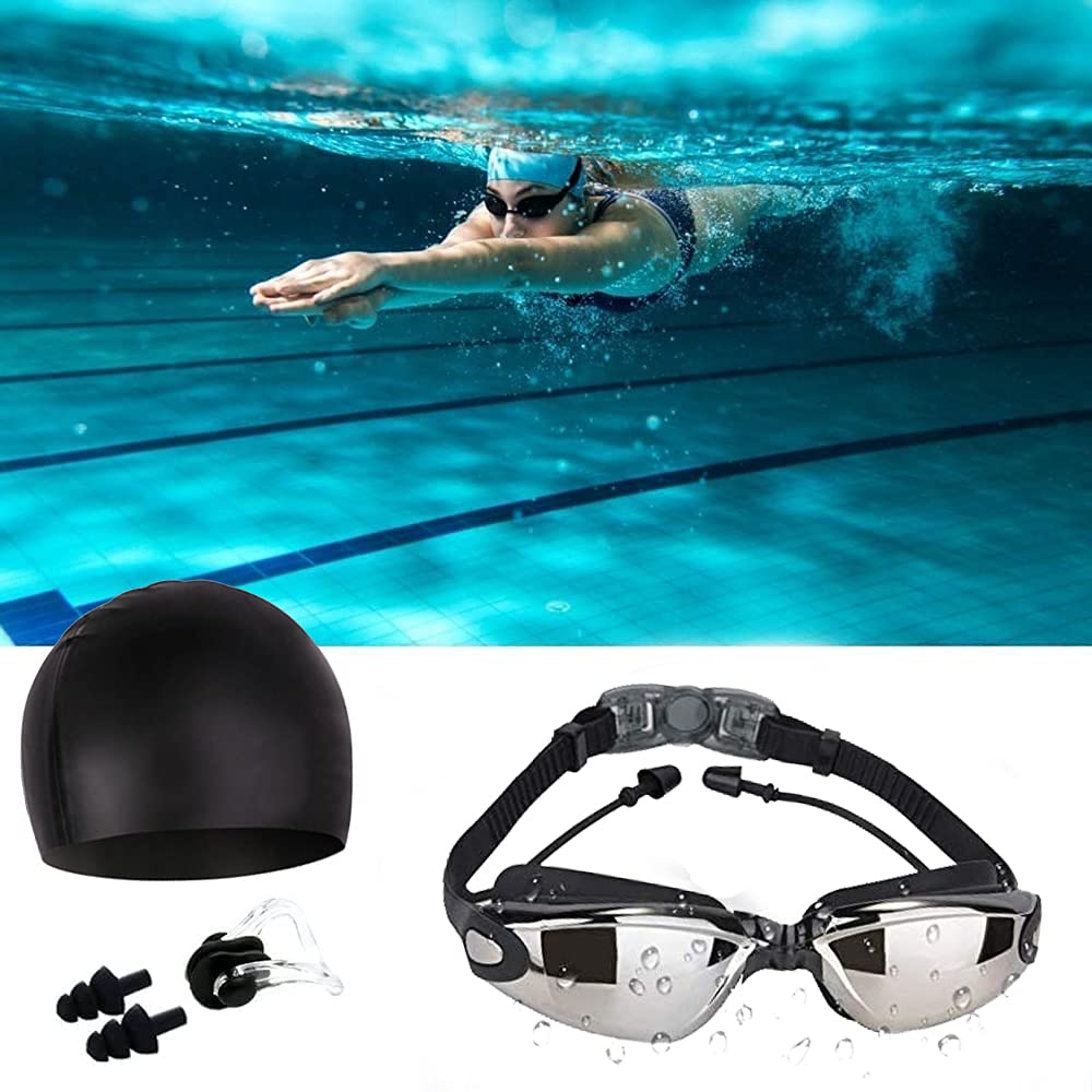 Gafas de Natación para Adultos y Niños Antivaho Protección UV Sin Fugas 6 en 1 con Clip Nasal