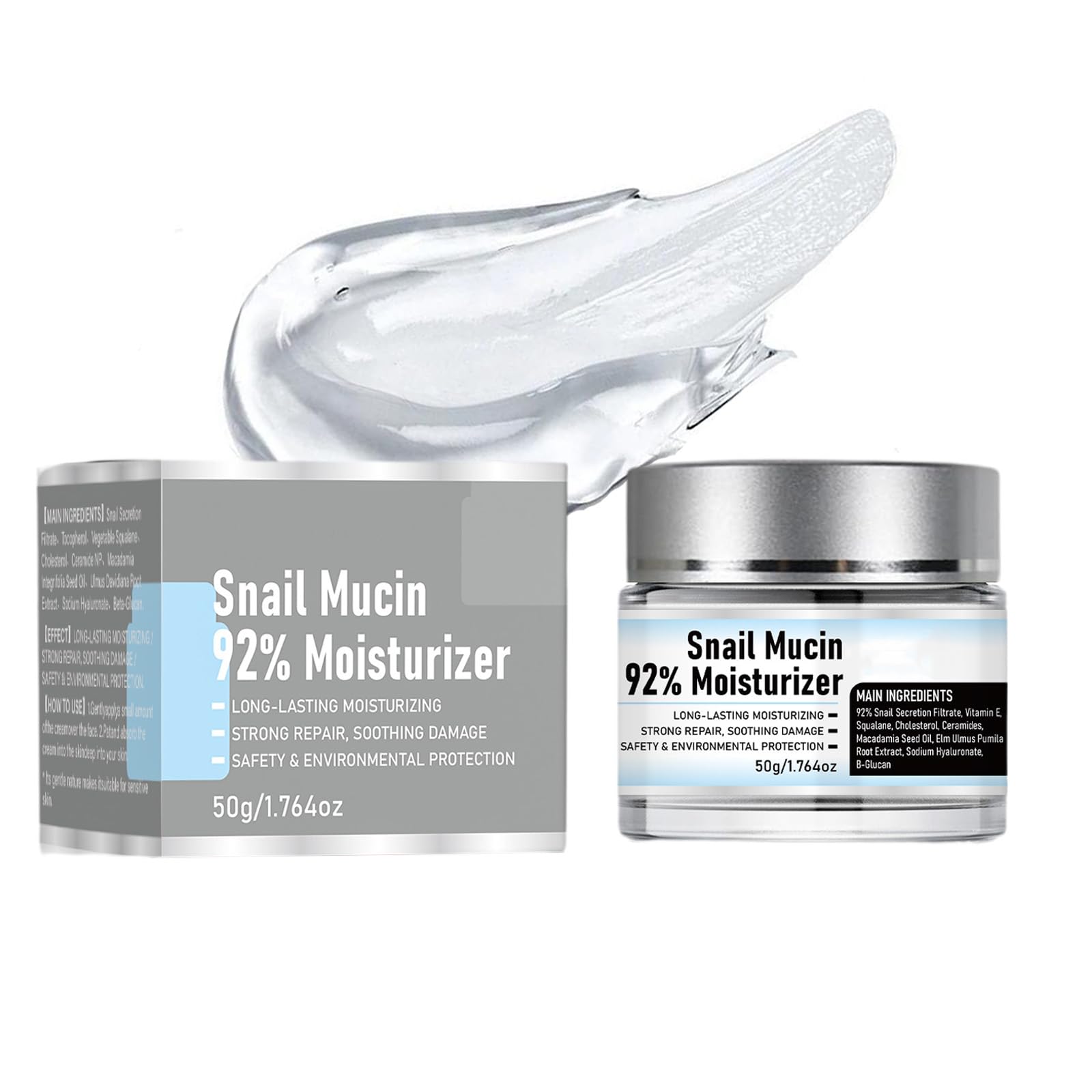 Snail Mucin 92% Moisturizer Daily Face Gel Cream, Crema De Baba De Caracol Original, Lism Snail Mucin Moisturizer Face Cream, Face Snail Mucin Hydrating Repair Face Gel Cream (1Pcs, One size)