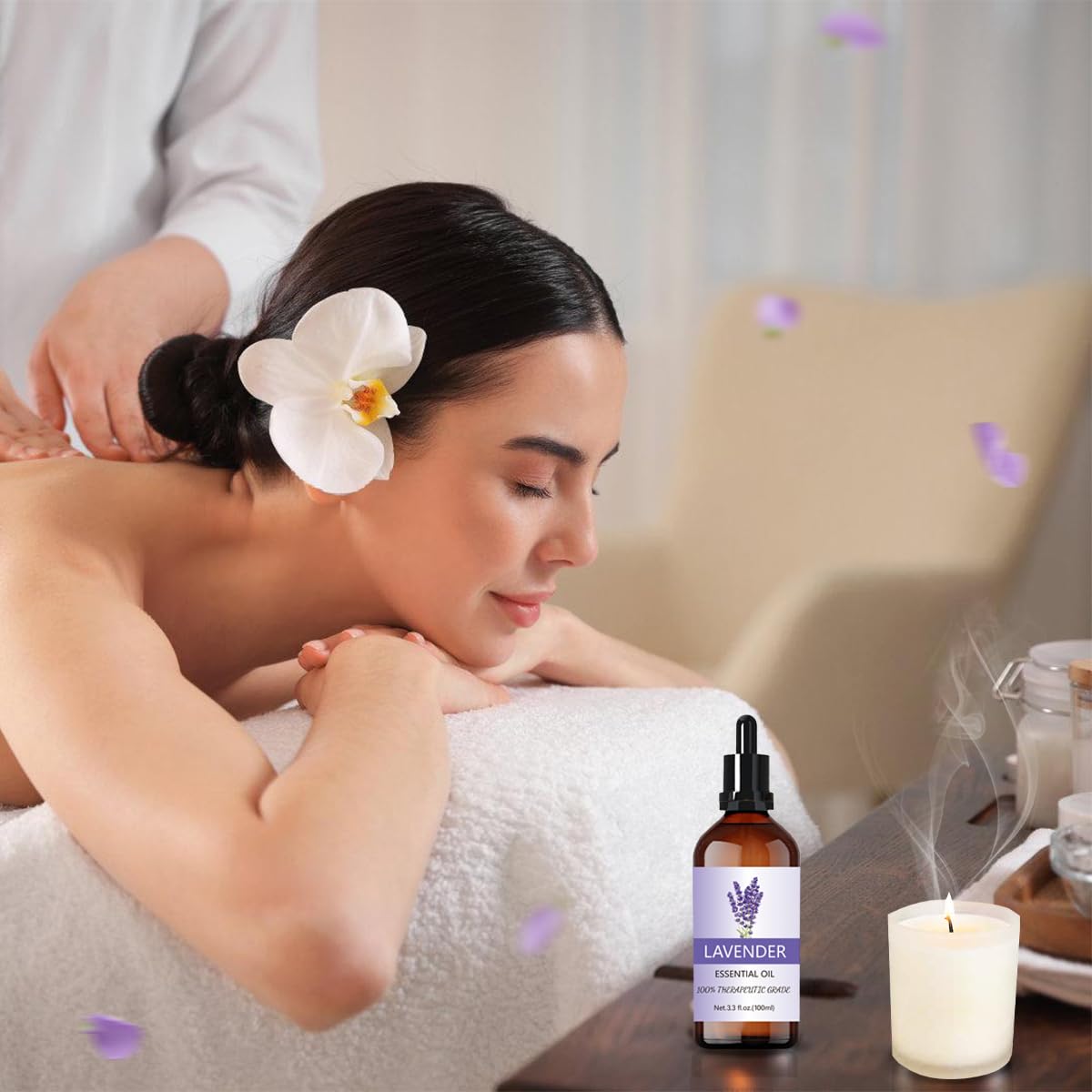 Aceite Esencial EASYTAO Lavanda Puro y Natural 100ml con Gotero de Vidrio para Aromaterapia