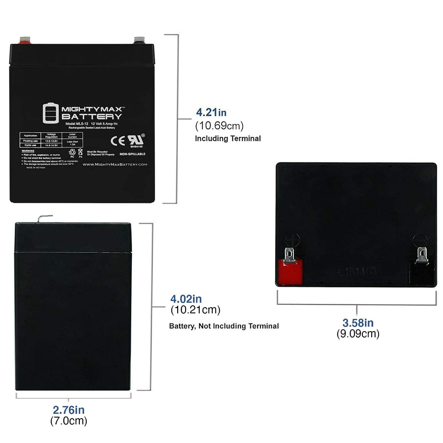 Batería Recargable Mighty Max Battery 12 V 5 Ah