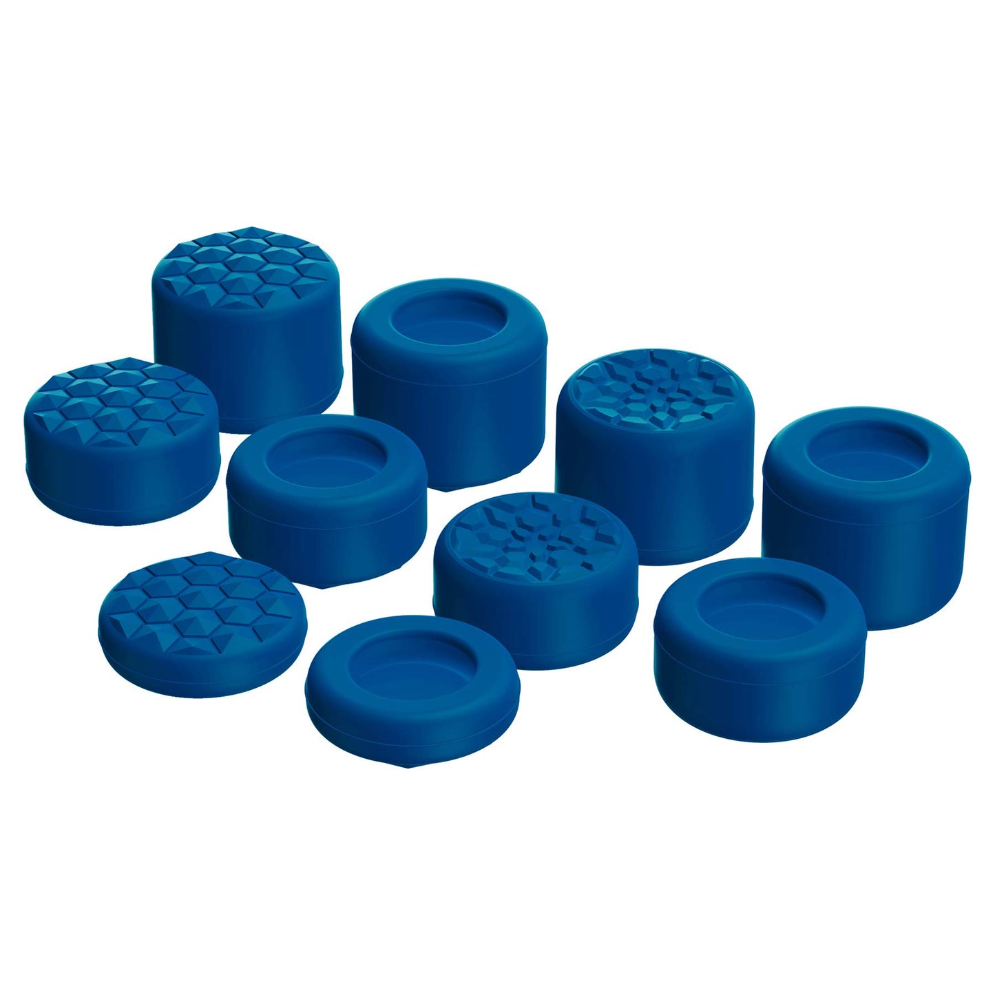 Agarres de Pulgar PlayVital Azul Grano de Diamante y Grieta para PS5, PS4, Xbox Series X/S, Xbox One, Switch Pro con 3 Alturas Convexas y Cóncavas