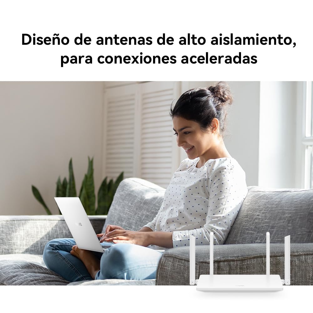 Huawei Router WiFi 6 AX2 New 1500Mbps Dual Band Gigabit, Seguridad HomeSec™, Ideal para Juegos Xbox/PS4/Steam y 4K, Plug and Play