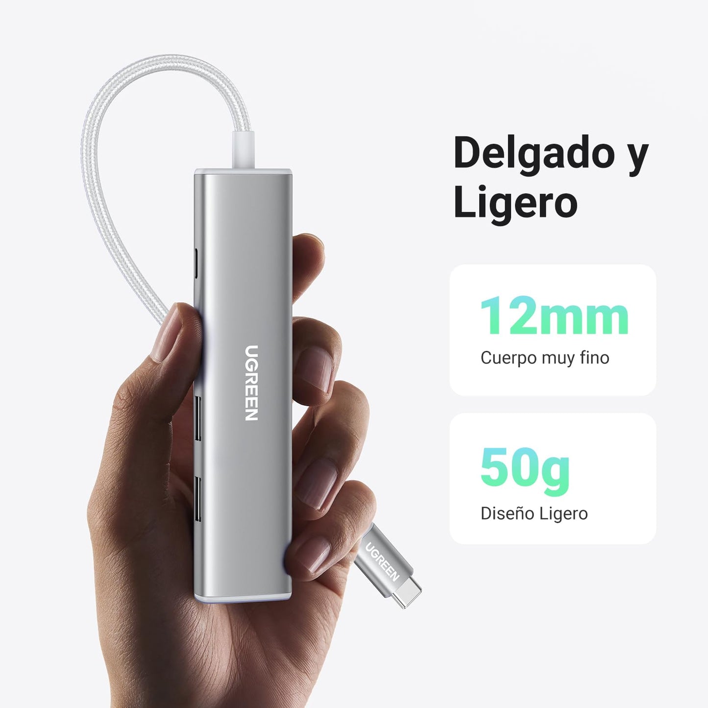 Adaptador USB C Multipuerto UGREEN Blanco con HDMI 4K para MacBook y Más