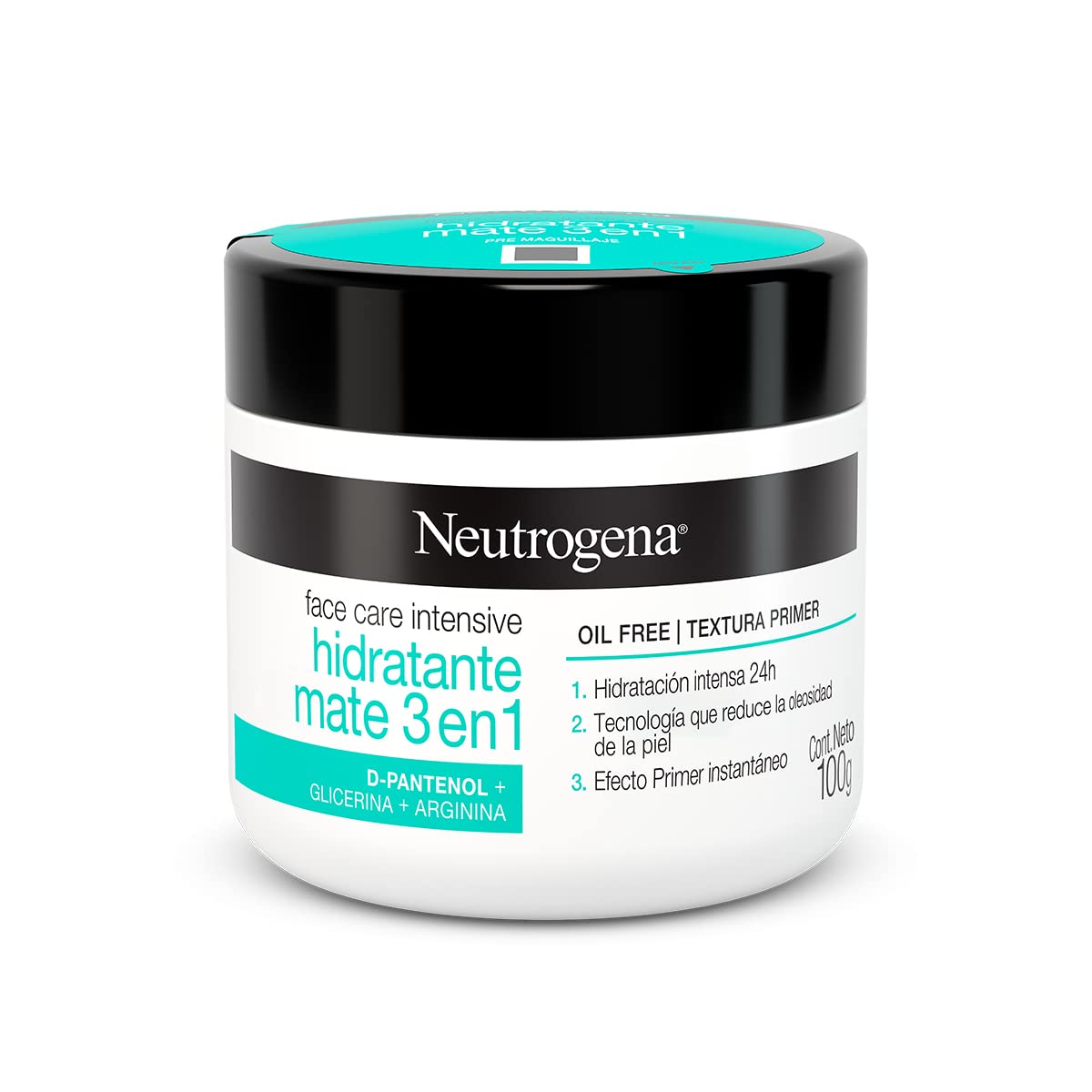 Crema Hidratante Facial Mate 3 en 1 Neutrogena Face Care Intensive D Pantenol 100g + Crema corporal en gel Hydro Boost Ácido Hialurónico 400 ml