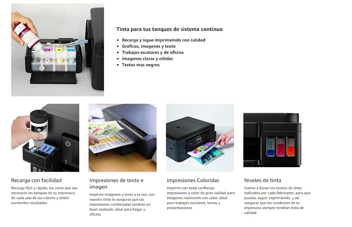 Genérico Tinta para impresoras Canon Pixma, G3160, G3100, G1110, G2160, G2111, G3000, G2100, G3110, G7010, G5010, G6010, G4010. Gi190, G2110, G4110