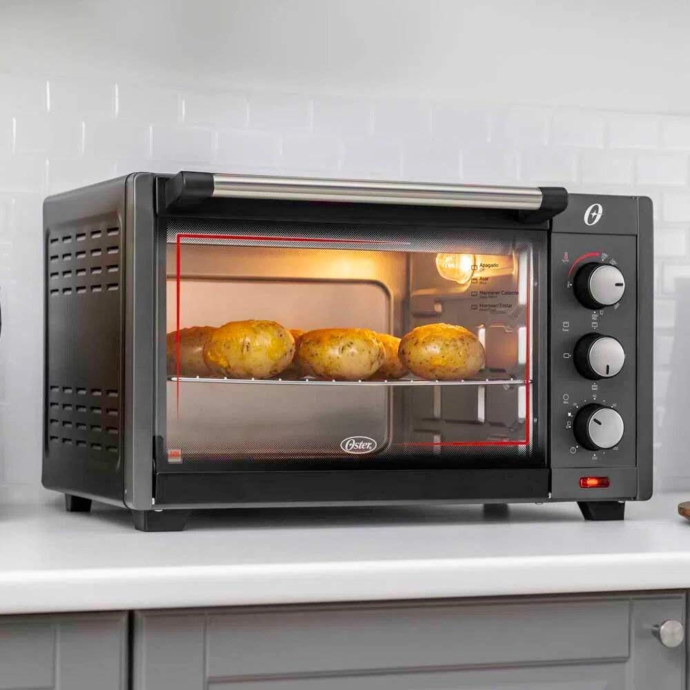 Horno Tostador Oster Plateado 30 Litros con 4 Funciones de Cocina Fácil