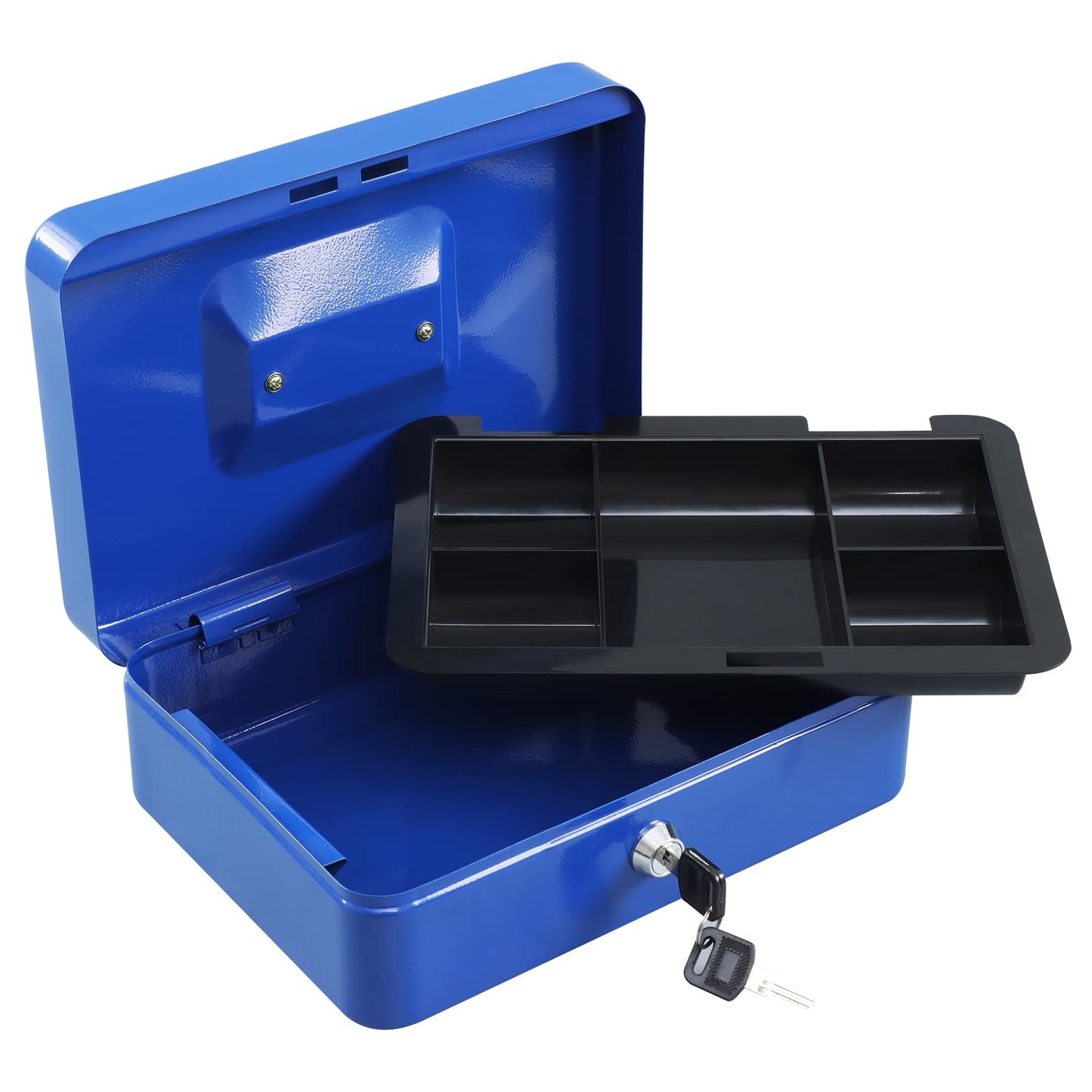 Caja de Acero xydled Azul con Bandeja Extraíble para Monedas y Cerradura de Llave