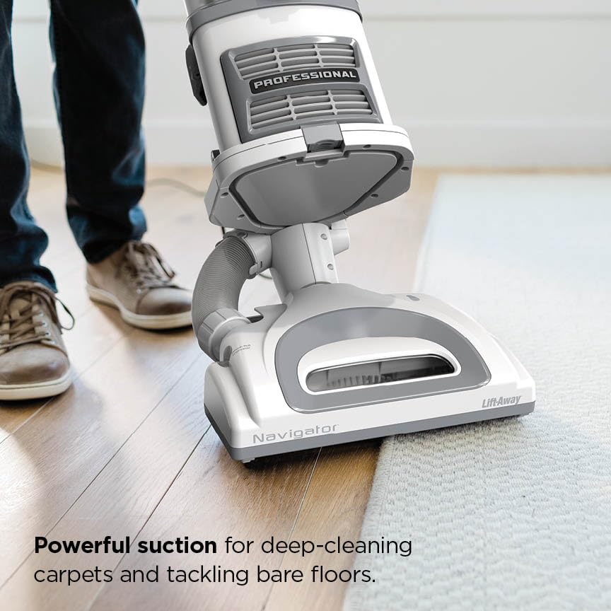 Shark NV356E S2 Navigator Lift-Away Aspiradora vertical profesional con cepillo para mascotas y herramienta para hendiduras, color blanco/plateado