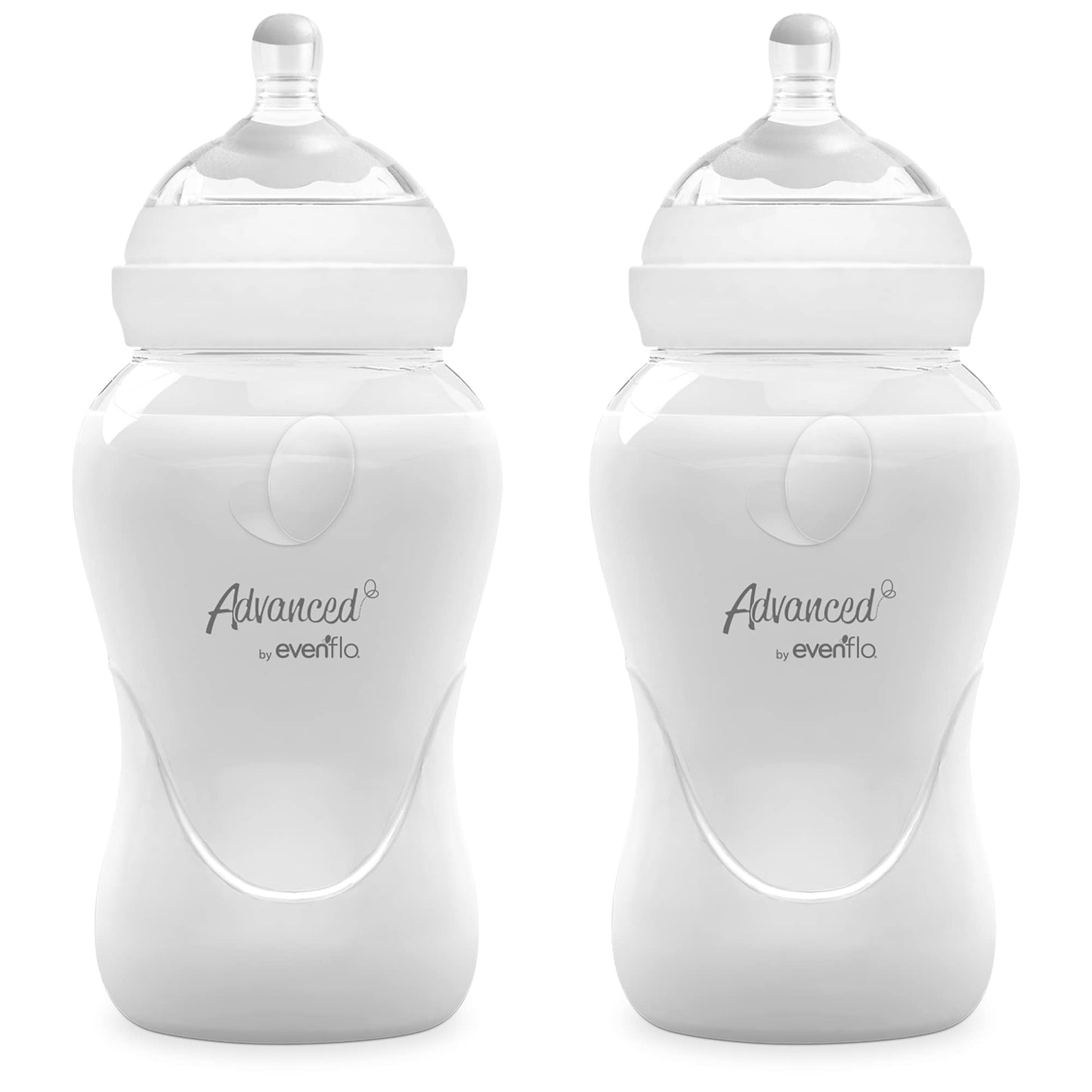 Advanced by Evenflo, Biberón Anticólicos Cuello Ancho, Transparente, Flujo Medio, 9oz/270ml, 2 piezas, MEX.