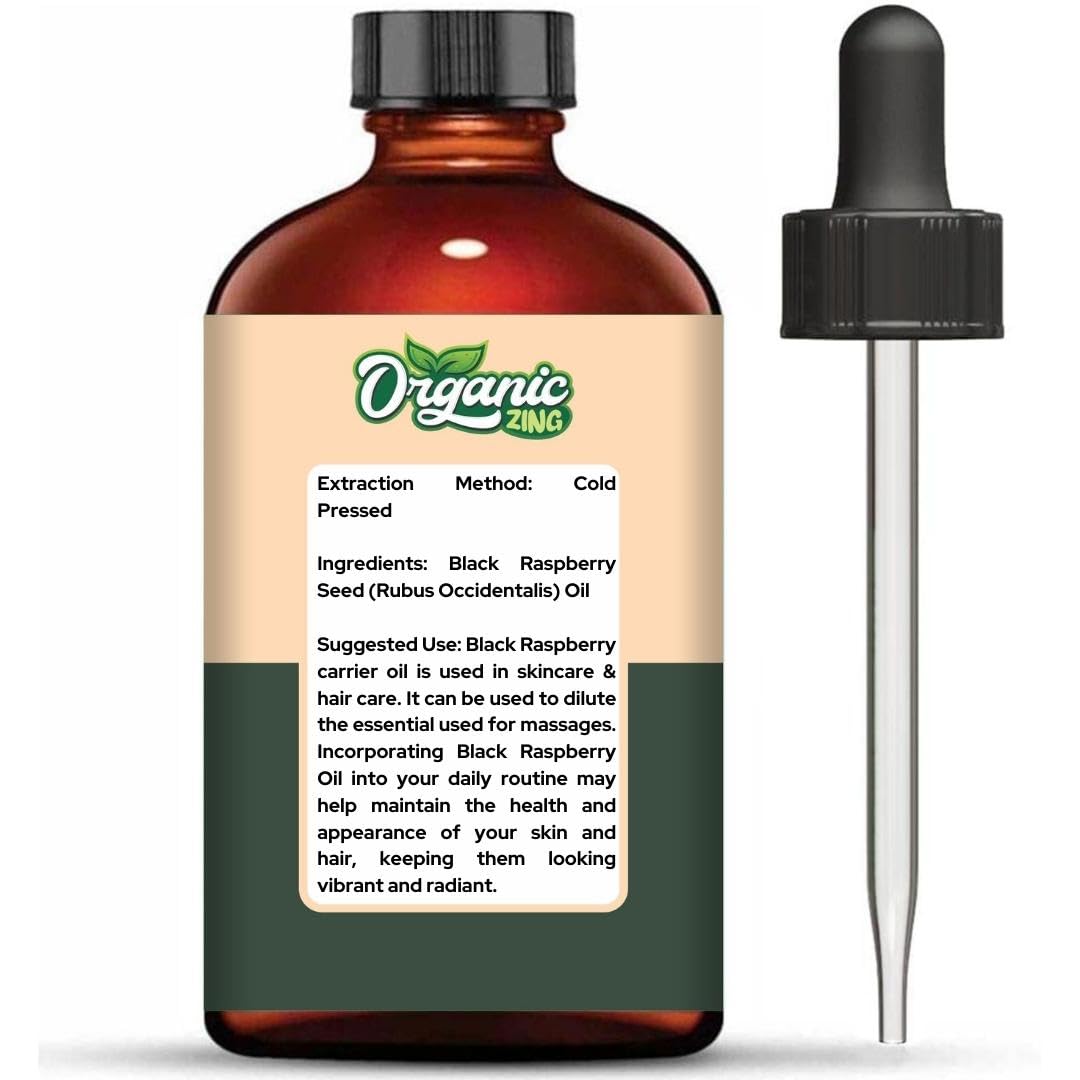 Organic Zing Black Raspberry Seed (Rubus Occidentalis) Oil | Pure & Natural Carrier Oil for Skincare and Hair Care - 118ml/3.99fl oz