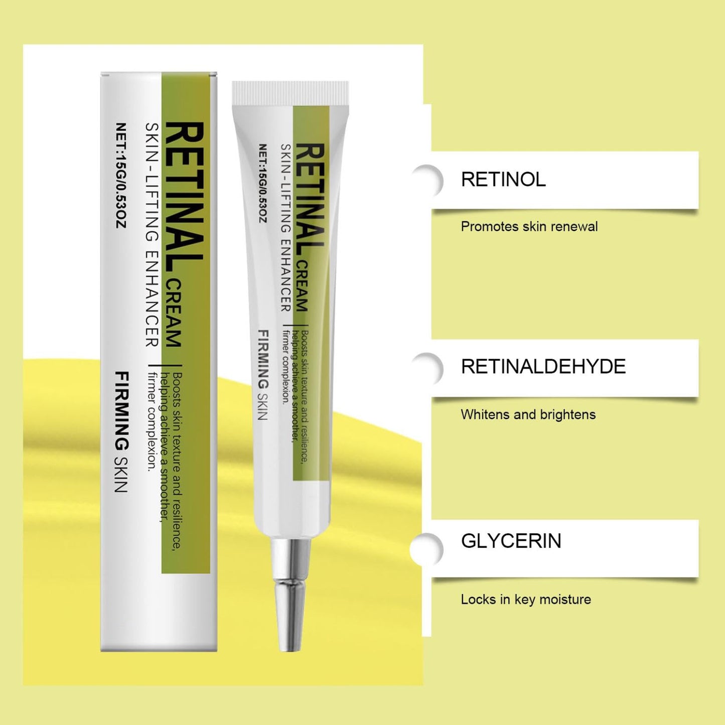 Retinal Shot Tightening Booster, 15g Retinol Shot Tightening Serums, Retinal Mild Face Moisturising Cream for All Skin Types, Repairs and Enhances Skin Elasticity (3 PCS)
