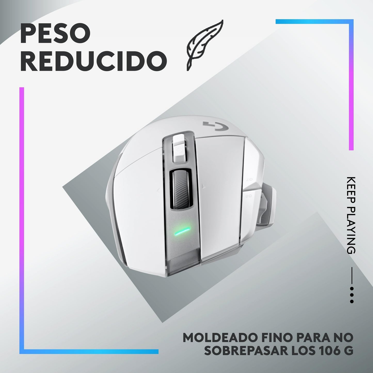 Logitech G502 X Plus Lightspeed Mouse Óptico Inalámbrico RGB para Gaming - Interruptores híbridos LIGHTFORCE, LIGHTSYNC RGB, Sensor Gaming Hero 25K, Compatible con PC - macOS/Windows - Blanco