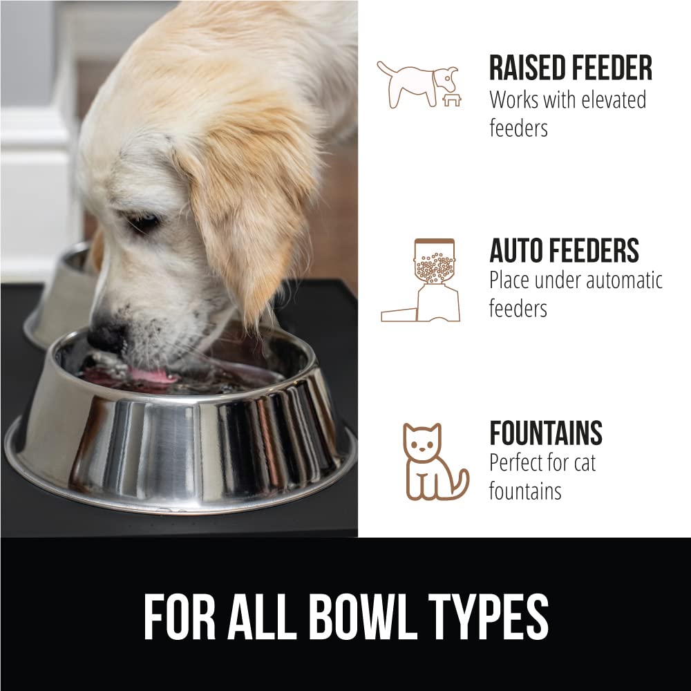 Gorilla Grip 100% Impermeable con Borde Elevado, Alfombrilla de alimentación de Silicona para Mascotas, sin BPA, Las Alfombrillas para Comida para Perros y Gatos contienen derrames, 16x10, Black